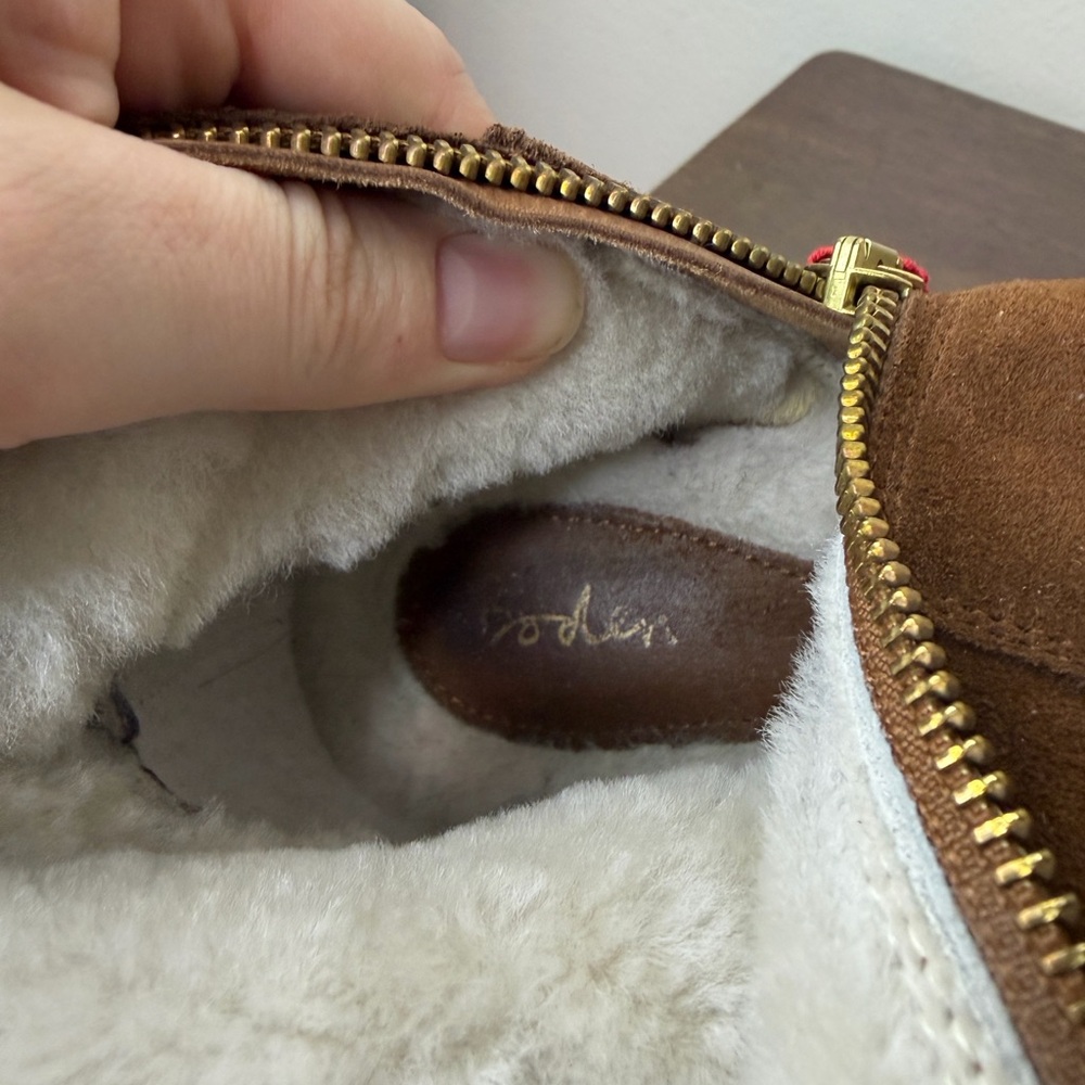 Boden Brown Suede Sheepskin Boots Sz 37 - Picture 7 of 7
